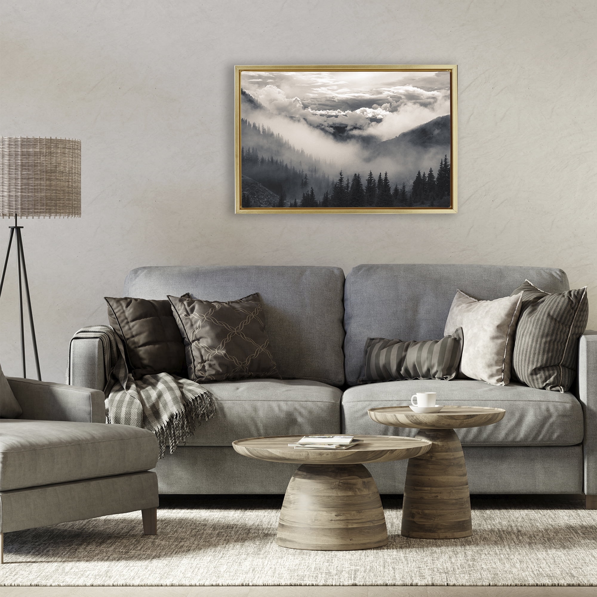 Billowing Fog Atmosphere Gold Framed Floater Canvas Wall Art, design by Decent Exposures
