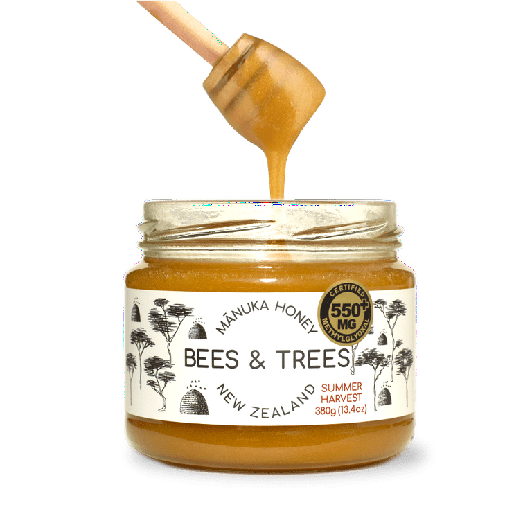 Bees & Trees 100% Pure Raw Manuka Honey 550+MGO, 380g Pack