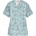 thumbnail image 4 of Uniforme de enfermera de dentista con cuello en V y bolsillo para clínica de dinosaurios de dibujos animados, uniformes médicos de enfermería, uniformes de clínica pediátrica, uniformes, 4 of 5