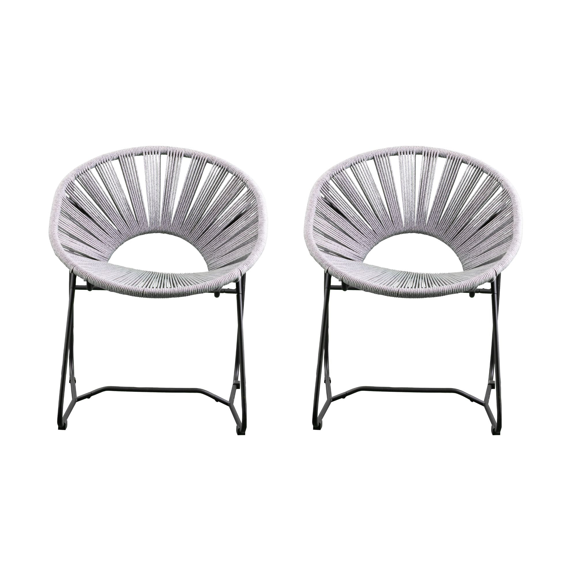 2pc Gray and Brown Contemporary Outdoor Rope Chairs 32.75" Walmart