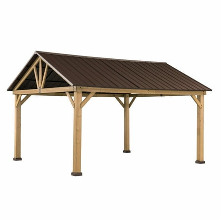 Sunjoy Gable Steel Hardtop Cedar Framed Gazebo