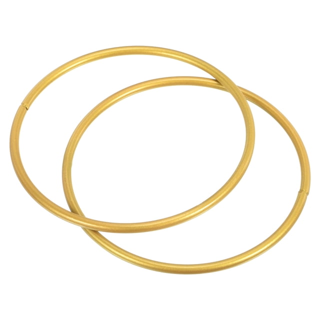 Uxcell 4" Round Metal Floral Hoop Frame Macrame Ring Wreath for Wedding Geometric Decor Party Gold Tone 2 Pack