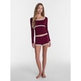 thumbnail image 2 of No Boundaries Cotton Blend Jersey Lace Sleep Shorts, Women’s XXS-3X, 2 of 5