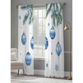 thumbnail image 3 of Blue Christmas Balls Sheer Curtains 96 Inch Length 2 Panels Set, Xmas Botanical Snowflake Voile Window Treatment Semi Sheer Long Curtains Drapes for Bedroom/Living Room/Kitchen 52"x96"x2, 3 of 7