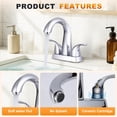 thumbnail image 2 of Wowow 4 in. Centerset Double Handle High Arc Bathroom Faucet with Pop Up Drain in Polished Chrome, 2 of 6