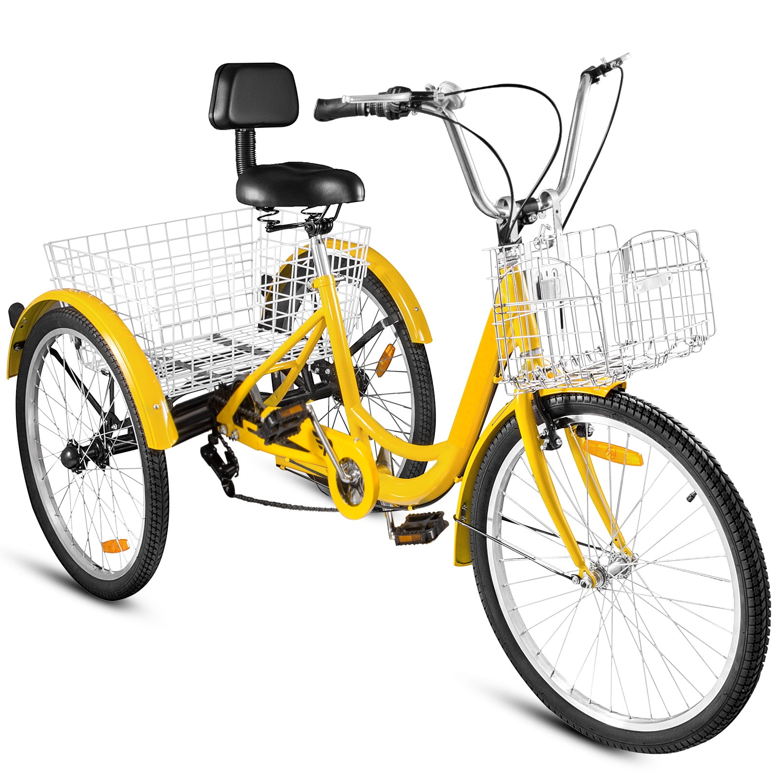 24" 7 Speed Adult 3-Wheel Bicycle Tricycle Cruiser Adustabel Seat w/ Basket 