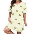 thumbnail image 1 of Kelon Chemises de Nuit et Robes de Nuit pour Femmes Grande Taille Robe de Nuit Décontractée pour Femmes Grande Taille Imprimé Cœur Manches Courtes Col Rond Extensible Moyen Ample Robe de Nuit Saint-Valentin, 1 of 3