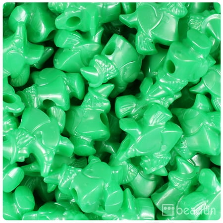 BeadTin Bright Green Pearl 24mm Halloween Witches Pony Beads (24pcs)