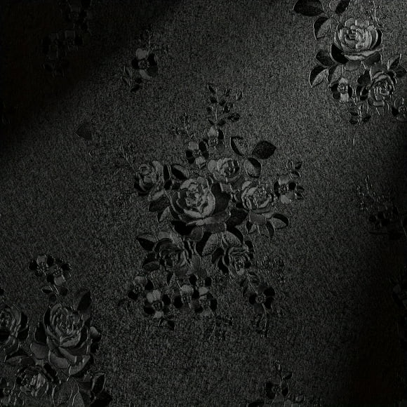 Black Floral Embossed Peel and Stick Wallpaper - 17.7" x 196.8" Removable Textured Flower Wallpaper with Self-Adhesive Thickness for Cabinets and Countertops