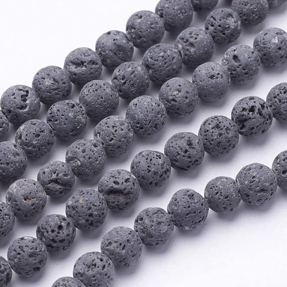 380pcs 10mm Natural Gray Lava Beads Undyed Chakra Bead Strand Round Gemstone Loose Beads