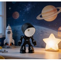Magnetic Suction Small Night Light Robot Lamp with 1 Set Spare Battery Portable Desktop Ornament LED Night Light Energy Saving USB Rechargeable Decorative Lamp, A, 1pc