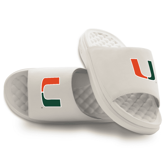 Unisex ISlide Cream Miami Hurricanes Primary Motive Slide Sandals