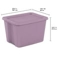 thumbnail image 2 of Sterilite 18 Gallon Tote, Plastic Storage Bin with Snap-on Lid, Purple, 2 of 9