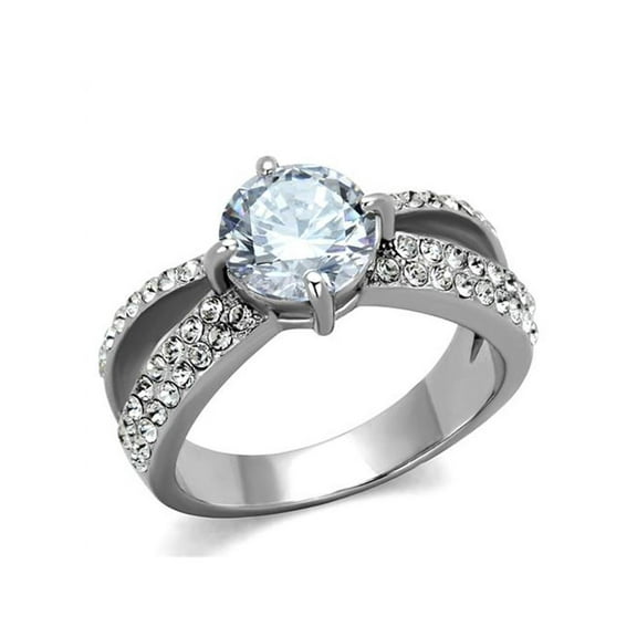 2.56 Ct Round Cut Cz Stainless Steel Split Band Engagement Ring Womens Size 5