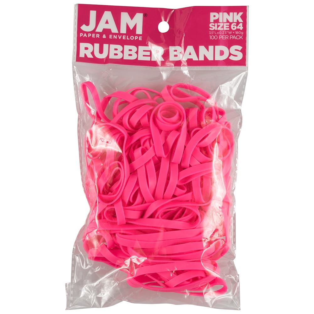 JAM Rubber Bands, Size 64, Pink, 100/Pack