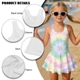 thumbnail image 4 of DISNIMO Girls Sleeveless Swimsuit Tie Dye Printed One Piece Swimwear with Skirt Hawaiian Summer Swim Dress Quick Dry Bathing Suits for Beach Vacation Pool, 4 of 8