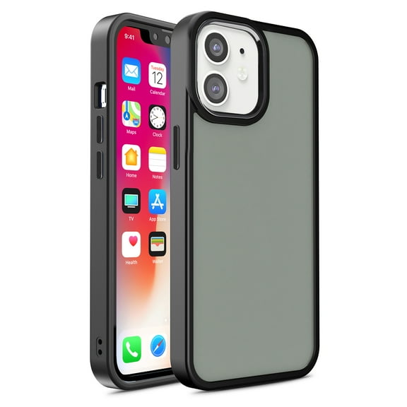 For Apple iPhone 14 Plus 6.7" Slim Matte Colored Frame Shockproof Hybrid Case Cover Black
