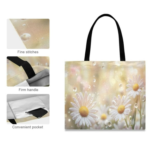 Canvas Tote Bag Design Print Daisy Flowers Tote