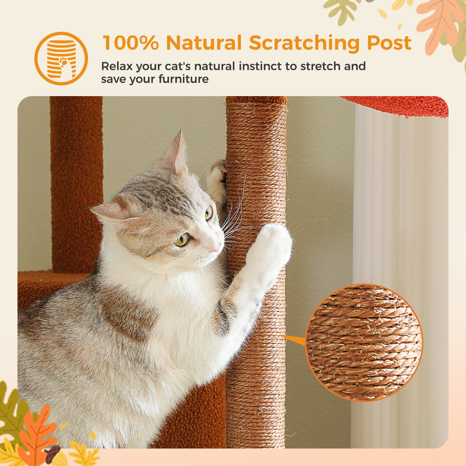 Kadyn 92.9"-101.6" Height Adjustable Cat Tower Kitty Climbing Play House Floor to Ceiling Cat Tree for Indoor with Cozy Cat Condo, Brown