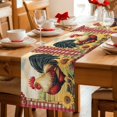 thumbnail image 3 of Red Rooster Flowers Egg Table Runner, Vintage Style Farm Rooster Red Plaid Cotton Linen Kitchen Table Decoration Washable Dining Tabletop Runners for Home Party Decor 13x72 Inches, 3 of 9