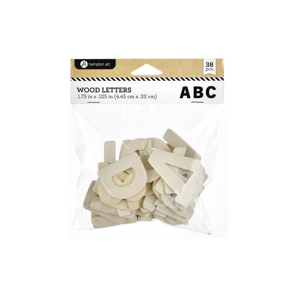 Hampton Art Unfinished Wood Alphabet Letters, 38 Piece Set, 1.8 Inch Wooden Letters for Crafting, Wood Burning, Painting, Staining and Decoupage