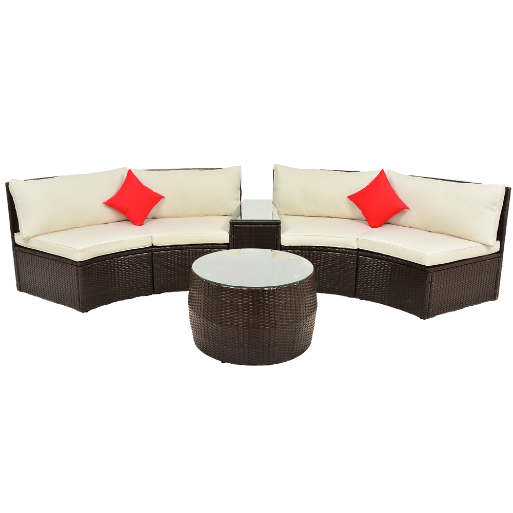 6 Pieces Patio Furniture Set, YOFE Wicker Patio Sectional Sofa Sets, Patio Conversation Sets with Beige Cushions, Rattan Wicker Patio Sofa Set, Outdoor Patio Dining Sets for Garden, Backyard, R6945 - image 2 of 9