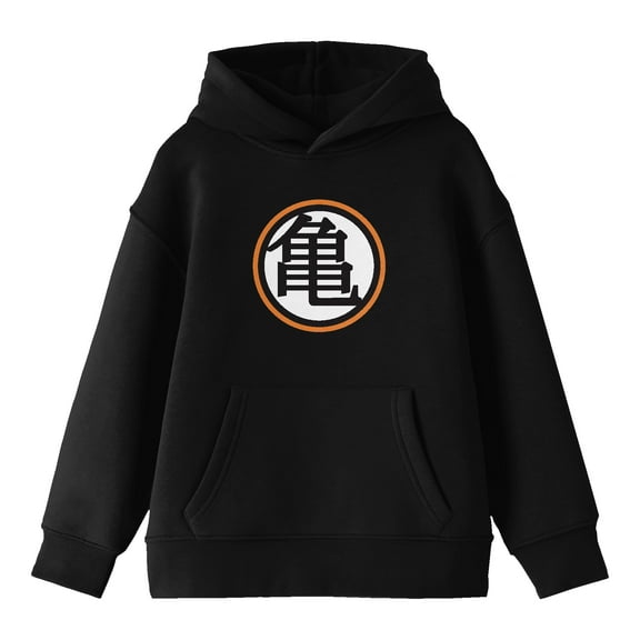 Dragon Ball Z Kanji Emblem Long Sleeve Youth Black Hooded Sweatshirt-Medium
