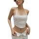 thumbnail image 4 of VISgogo Mujeres Halterneck Tops Slim Fit Color sólido Sin mangas Vendaje Sin espalda Crop Tops para verano VISgogo moda, 4 of 7