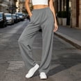 thumbnail image 5 of Vivianyo HD Women's Pluse Size Smooth Knit Straight Trousers, Womens Fall Elastic Pull On Waist Full Length Casual Bottoms with Side Pockets, Women's Gray, Sizes S-5XL, 5 of 8