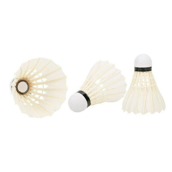 Set of 3 White Feather Shuttlecocks,Badminton Shuttlecocks with Great Stability and Durability for Indoor,Outdoor Training