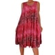 thumbnail image 4 of Vestido Camiseta sin mangas con estampado de chaleco Vestido corto Sin mangas Mujer Ropa de verano, Rojo vino, 4XL Vogacara AP002136-15, 4 of 5