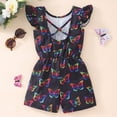 thumbnail image 5 of WIBACKER Summer Girls' Jumpsuit Kids Butterfly Print Crew Neck Romper Backless Sleeveless Stretchy Short, 5 of 12