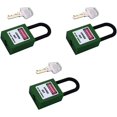 thumbnail image 1 of Wekity 3PCS Lockout Tagout Locks Safety Padlock Loto Locks Keyed Alike PA Lock Out Tag Out Steel Shackle Small Luggage Padlocks Green 3PCS-0621, 1 of 5
