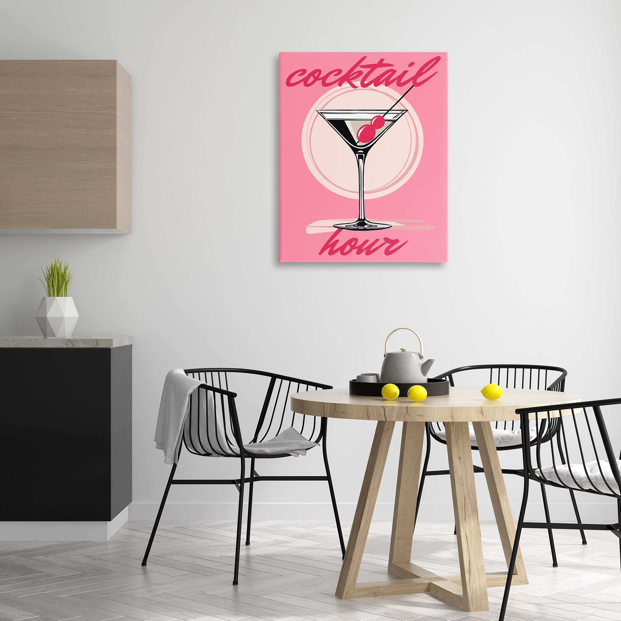 Stupell Industries Cocktail Hour on Pink Food & Beverage Painting Wrapped Canvas Art Print Wall Art, 30 x 40
