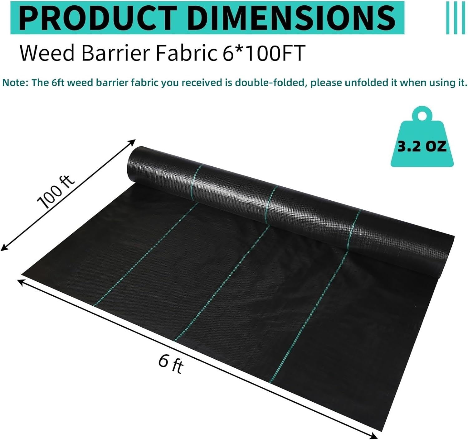 EastVita 6x100FT Weed Barrier Fabric Heavy Duty Woven Landscape Fabric Easy Setup Ground Cover Weed Control Mat for Greenhouse Yard Flower Bed Garden Black