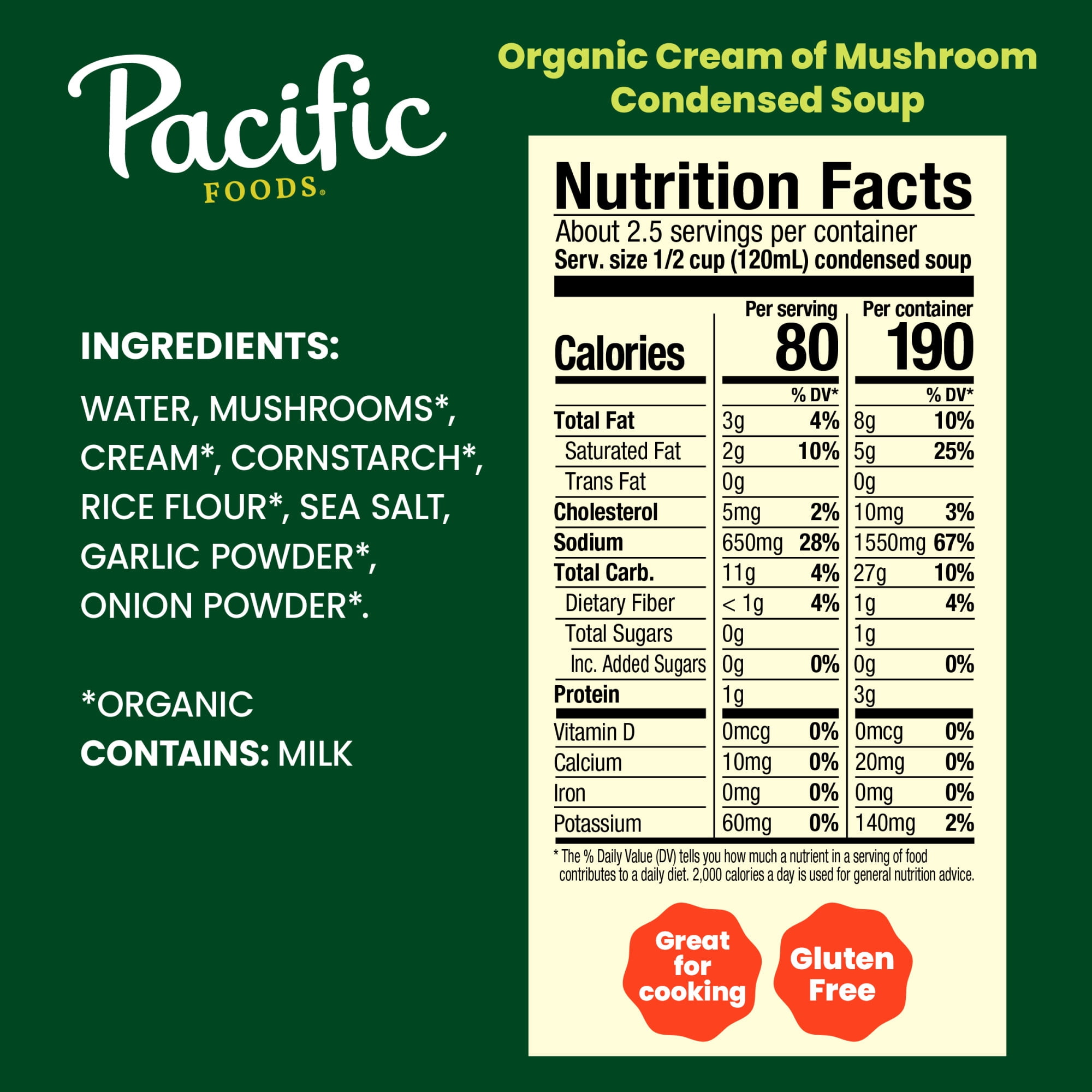 (2 pack) Pacific Foods Organic Cream of Mushroom Soup, 10.5 oz Can