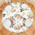 thumbnail image 2 of Round Fitted Tablecloth with Elastic Edges Fits 36"-44" Round Tables Pioneer Colorful Floral Waterproof Table Cover Washable Indoor and Outdoor for Party Kitchen Dinner Banquet Patio Picnic, 2 of 7