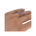 thumbnail image 6 of 14K Rose Gold 1.25 ctw Lab Created Blue Sapphire Ring with Diamonds Flower Leaves Halo, 6 of 7