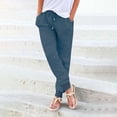 thumbnail image 2 of TRUBKH Womens Linen Pants Summer Trousers with Pockets Elastic Waist Straight Leg Loose Yoga Trousers Long Trousers Baggy Tapered Pants Women Elastic Ankle Pants Women Ruffle High Waist Green XL, 2 of 5