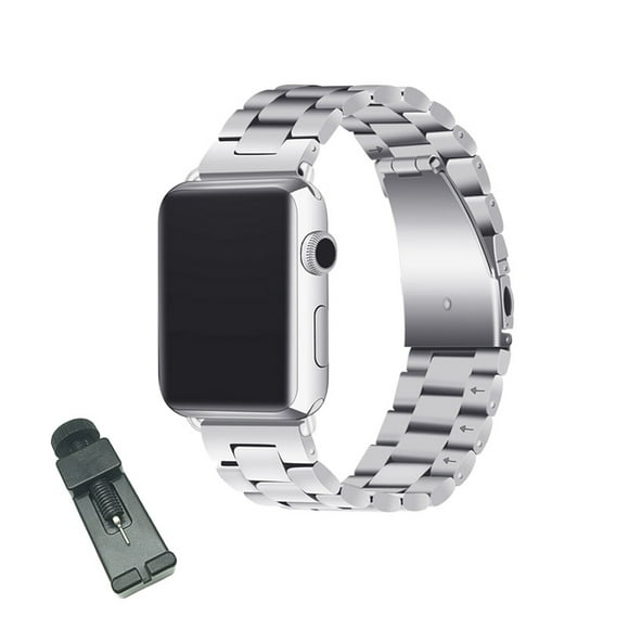 SZ Watch Band Stainless Steel Wristbands for Apple IWatch Series 1/2/3/4/5/6/SE For Women Men-Silver