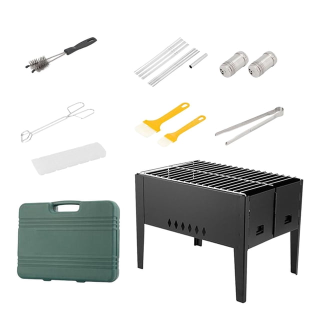 Parrilla para barbacoa con caja de herramientas con caja de almacenamiento, juego de barbacoa, parrilla para barbacoa, parrilla para acampar al aire