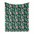 thumbnail image 1 of Tropical Soft Flannel Fleece Blanket, Exotic Arrangement of Foliage and Flower Composition Hawaiian Design, Cozy Plush for Indoor and Outdoor Use, 60" x 80", Pale Pink and Sea Green, by Ambesonne, 1 of 6