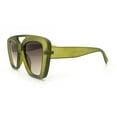thumbnail image 6 of Women Oversized Thick Plastic Rectangle Cat Eye Flat Top Diva Sunglasses Matte Green - Brown, 6 of 8
