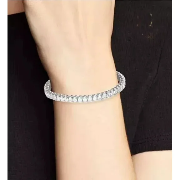 8 Ct Oval Cut White Moissanite Tennis Wedding Bracelet 14K White Gold Plated