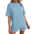 thumbnail image 4 of FNFYFH Women 2 Piece Shorts Set 2026 Casual Oversized Short Sleeve Sweatsuits Lounge Sets Airport Travel Cruise Outfits, 4 of 8