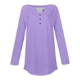 thumbnail image 5 of Breezora Womens Long Sleeve V Neck Button Down Shirt with Dropped Shoulder and Rounded Hem XXXL Size Light Violet, 5 of 5