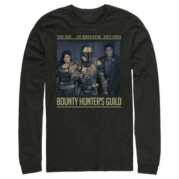 Men's Star Wars: The Mandalorian Bounty Hunter's Guild Long Sleeve Shirt Black Medium