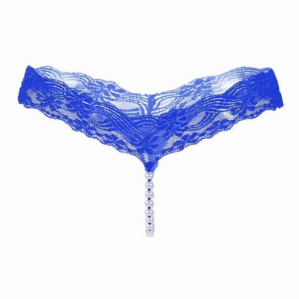 Braguitas de encaje sexys de un solo color, bragas de masaje con perlas, tanga sexy transparente sin costuras para mujer