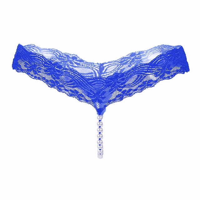 Braguitas de encaje sexys de un solo color, bragas de masaje con perlas, tanga sexy transparente sin costuras para mujer