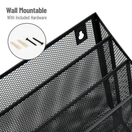 Mind Reader - Wall File Holder 3 Tier Vertical Mount